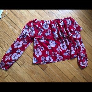 Hollister red long sleeve blouse